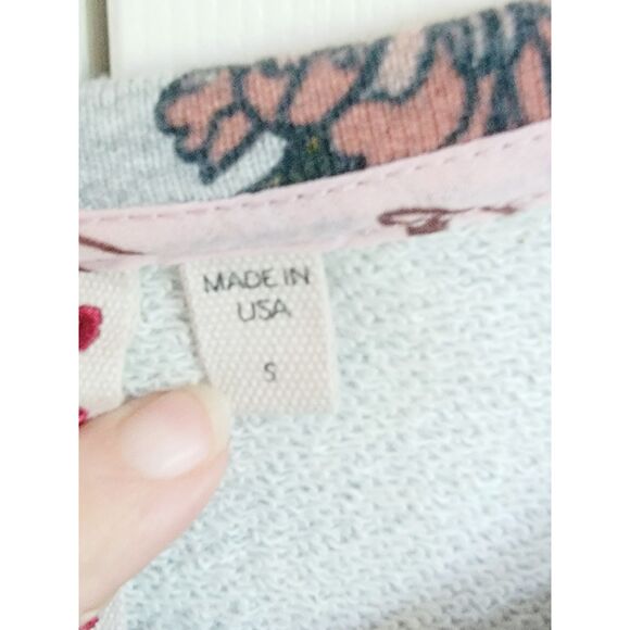 Anthropologie Dolan S Tagawa Floral Pullover Sweatshirt Small Fleece Terry - Picture 7 of 8